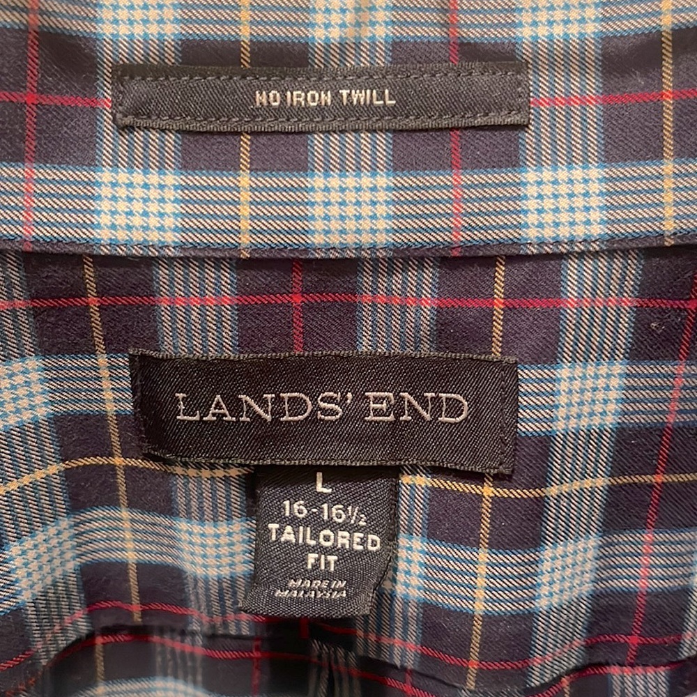 Lands’ End Men’s Tailored Fit Dress Shirt Blue 16-16 1/2 - Picture 2 of 6